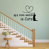 VWAQ All You Need is Cats Vinyl Wall Decal Cat Lover Quote Saying Home Wall Art Decor Sticker 
