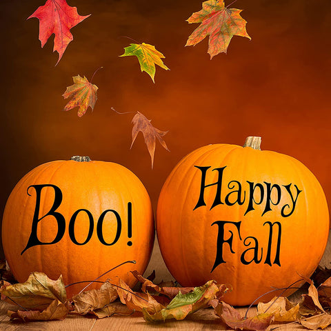 VWAQ Happy Fall & Boo! Pumpkin Decal Front Porch Holliday Decor Curb Appeal Decoration Sign Halloween Season Fall Home Decor Stickers 