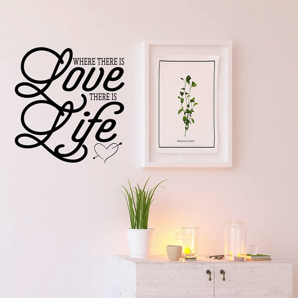 VWAQ Where There is Love There is Life Wall Decal - Family Love Quotes Wall Decor 