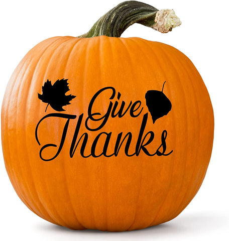 VWAQ Give Thanks Pumpkin Decal Stickers Front Porch Holiday Fall Thanksgiving Home Curb Appeal Decoration Sign Decor 