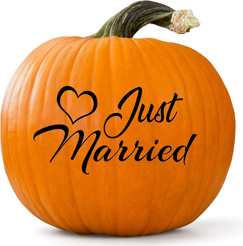 VWAQ Just Married Decal for Pumpkin Home Curb Appeal Decoration Wedding Decor Gift Sign Art Decor 