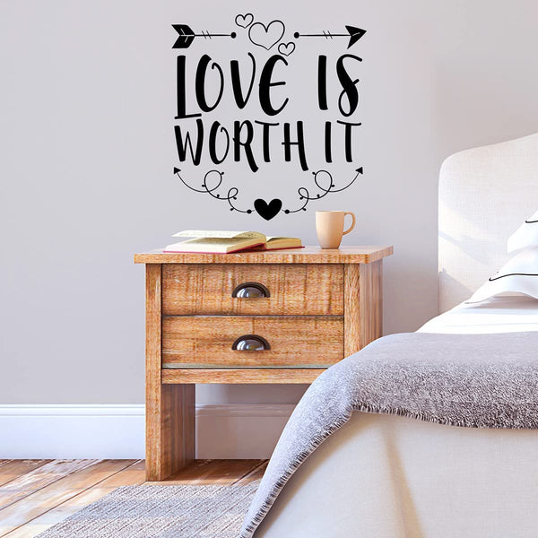 VWAQ Love is Worth It Wall Decal Romantic Wall Decor 