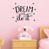VWAQ Dream It and Do It Wall Decal Inspirational Wall Quote Sayings Motivational Classroom Wall Art Stickers Bedroom Decor 