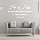 What God Has Joined Together Let No Man Separate Mark 10:9 Wall Decal VWAQ