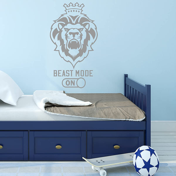 VWAQ Lion Beast Mode On Wall Decal Inspirational Attitude Quote Motivational Wall Art Stickers