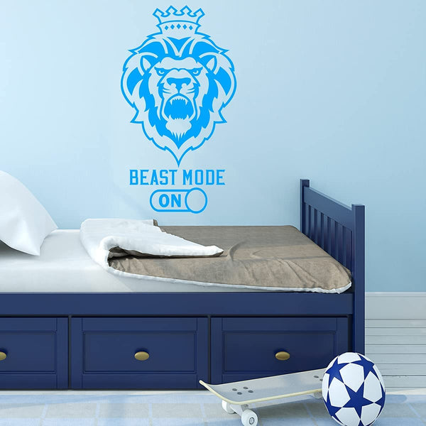 VWAQ Lion Beast Mode On Wall Decal Inspirational Attitude Quote Motivational Wall Art Stickers
