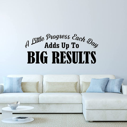 VWAQ A Little Progress Each Day Adds Up to Big Results Motivational Home Decor Inspirational Wall Decal 
