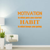 Motivation is What Gets You Started Habit is What Keeps You Going Inspirational Wall Decal VWAQ