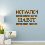 Motivation is What Gets You Started Habit is What Keeps You Going Inspirational Wall Decal VWAQ