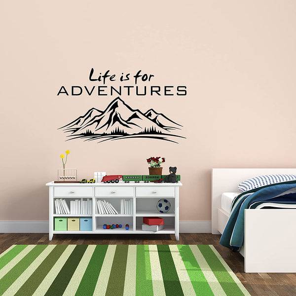 VWAQ Life is for Adventures Wall Sticker Mountain Range Decor Vinyl Decal 