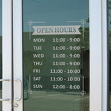 Hours of Operation Window Decal Custom Business Sign Vinyl Lettering VWAQ - CVD10