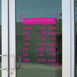 Hours of Operation Window Decal Custom Business Sign Vinyl Lettering VWAQ - CVD10