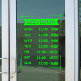 Hours of Operation Window Decal Custom Business Sign Vinyl Lettering VWAQ - CVD10