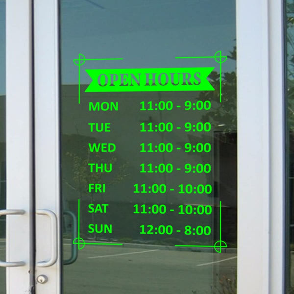 Hours of Operation Window Decal Custom Business Sign Vinyl Lettering VWAQ - CVD10
