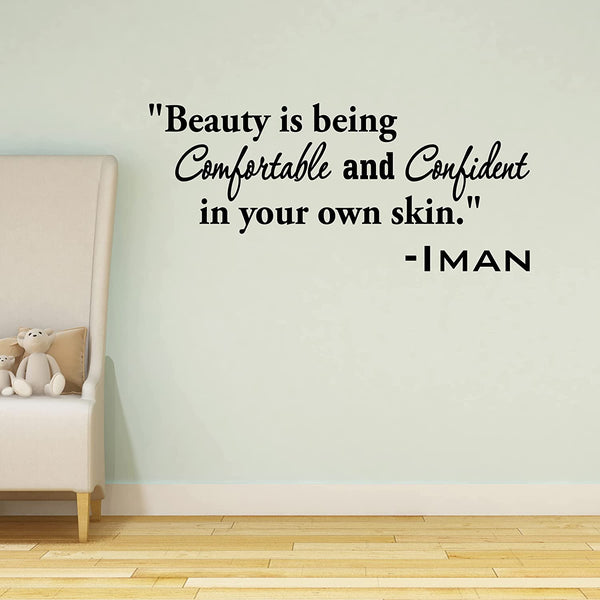 VWAQ Beauty is Being Comfortable and Confident in Your Own Skin Motivational Wall Sticker Vinyl Decal 
