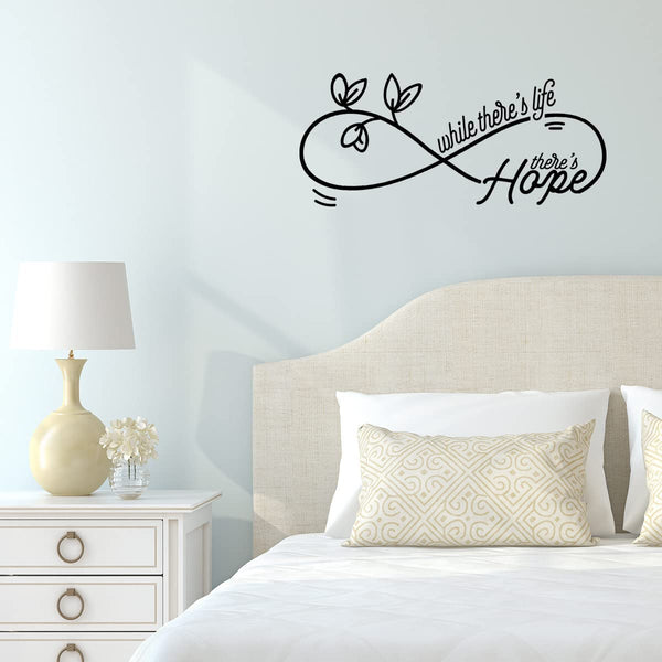 VWAQ While There's Life There's Hope Wall Decal - Inspirational Life Quotes Wall Decor 