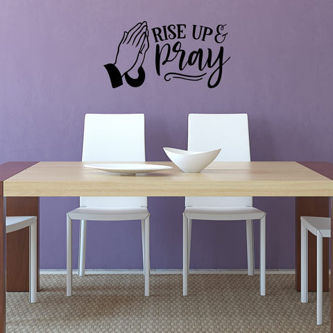 VWAQ Rise Up and Pray, Vinyl Wall Art Christian Decal Quote Religious Home Decor 