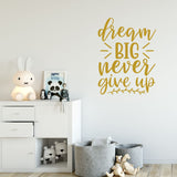 VWAQ Dream Big Never Give Up Inspirational Wall Decal Motivational Quote