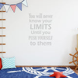 VWAQ You Will Never Know Your Limits Until You Push Yourself to Them Motivational Office Quote Sticker Wall Decal