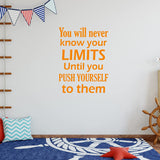 VWAQ You Will Never Know Your Limits Until You Push Yourself to Them Motivational Office Quote Sticker Wall Decal
