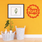 Happy is Beautiful Vinyl Wall Decal Motivational Quote Uplifting Wreath Vinyl Sticker VWAQ