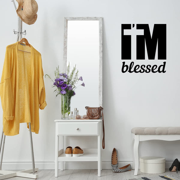 VWAQ I'm Blessed Wall Decal Inspirational Christian Quote Motivational Uplifing Wall Sticker 