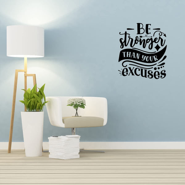 VWAQ Be Stronger Than Your Excuses Motivational Gym Wall Decal Uplifting Exercise Sticker Quote Decor 