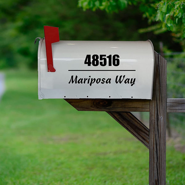 VWAQ Mailbox Numbers Street Address Vinyl Decal Set of Personalized Mailbox Decals Yard Sign Address and Street Name Custom Outdoor Stickers - CMB34 