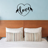 VWAQ Love Birds Vinyl Wall Decal Marriage Quote Heart of The Home Family Wall Decor Sticker 