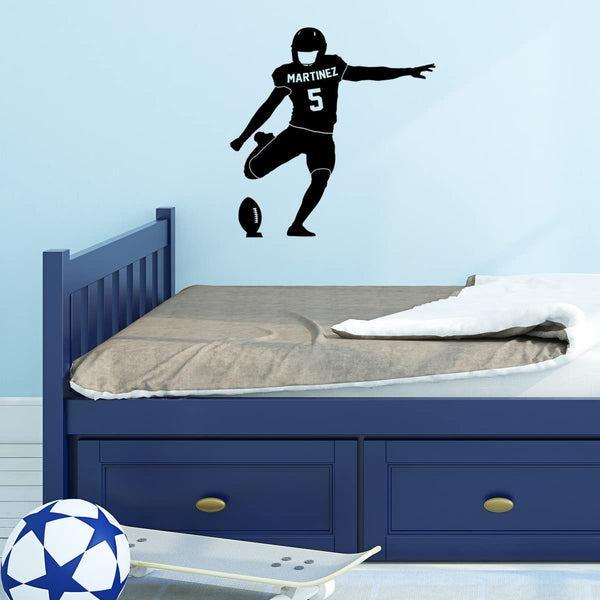 VWAQ Personalized Field Goal Kicker Football Wall Decal Customized Kids Room Decor - CS99 