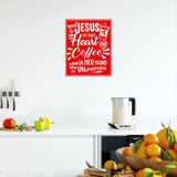 With Jesus in Her Heart and Coffee in Her Hand Religious Home Decor Motivational Wall Decal VWAQ