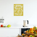 With Jesus in Her Heart and Coffee in Her Hand Religious Home Decor Motivational Wall Decal VWAQ