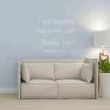 VWAQ I Will Never Leave You Nor Forsake You Religious Home Decor Inspirational Wall Decal