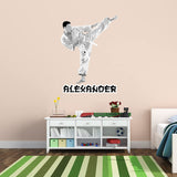 Custom Karate Boy Wall Decal - Personalized Name Sports Sticker Decor VWAQ - HOL61