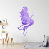 VWAQ Watercolor Mermaid Wall Decal Personalized Girls Room Decor - NA24