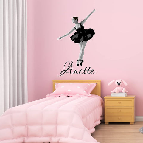 VWAQ Custom Ballerina Girls Room Wall Decal - Personalized Name Custom Wall Sticker Decor - HOL59 