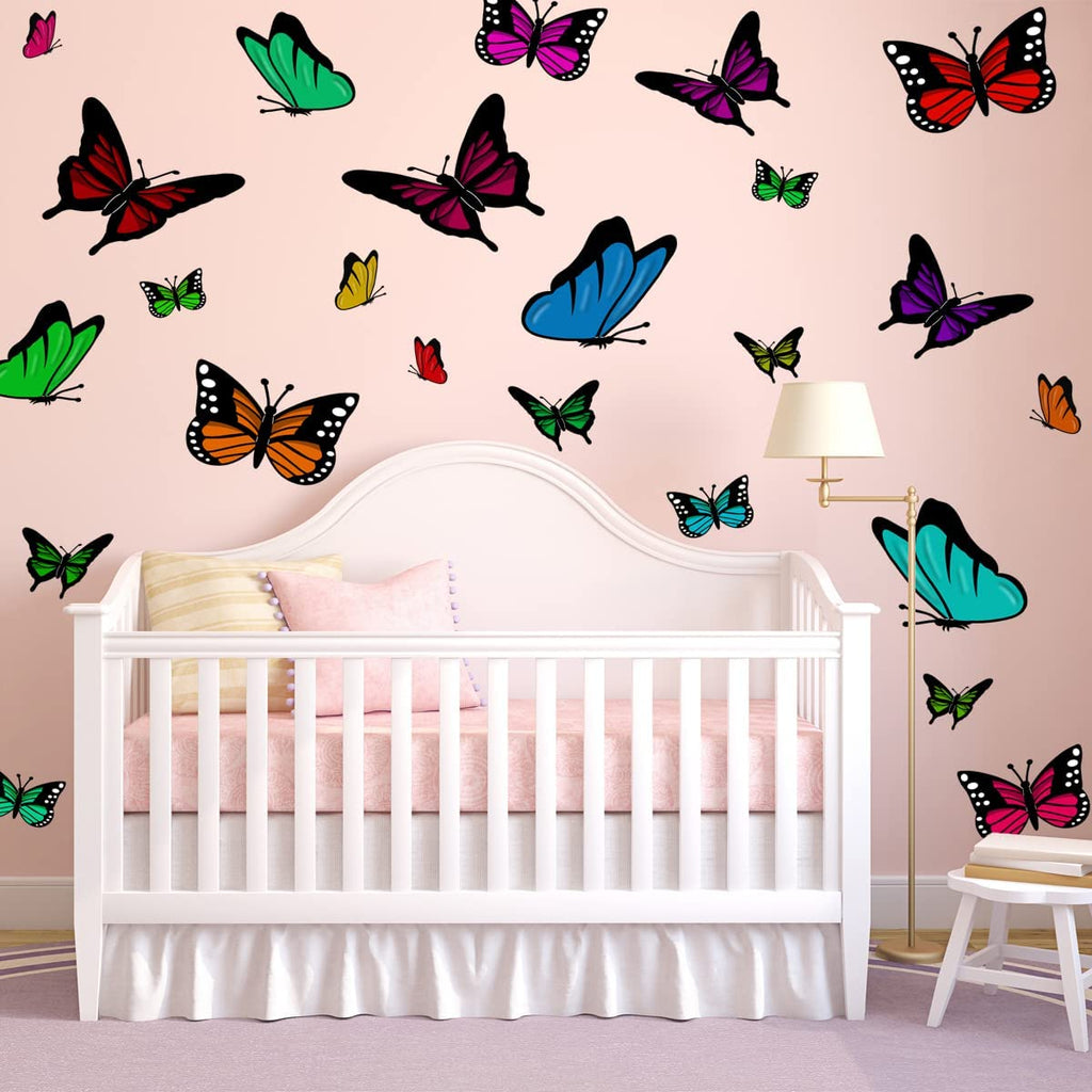 VWAQ Butterfly Wall Decals Kids Room Wall Stickers Peel and Stick - 24