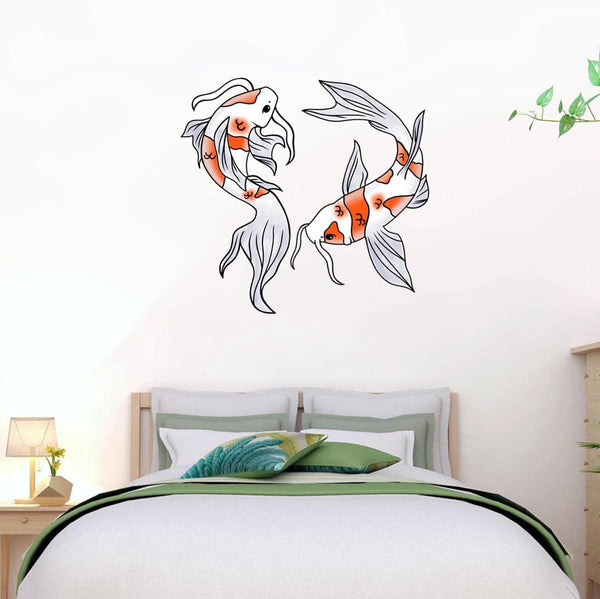 Koi Fish Wall Decal Dual Fish Wall Sticker Home Decor VWAQPAS47