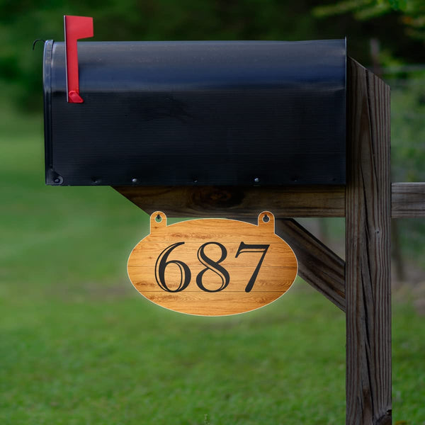 VWAQ Double Sided Reflective Custom Aluminum Sign for Mailbox Wood Design Address Numbers Plaque - AS2S5 