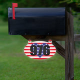 VWAQ Custom American Flag Aluminum Plaque Double Sided Reflective Hanging Mailbox Sign Patriotic Numbers Address - AS2S4