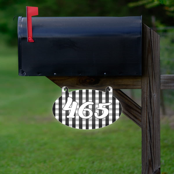 VWAQ Custom Plaid Aluminum Sign Reflective Mailbox Number - Double Sided Hanging Personalized Address Plaque - AS2S9 