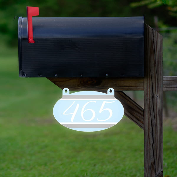 VWAQ Custom Hanging Mailbox Address Number Aluminum Sign - Double Sided Reflective Personalized Plaque - AS2S7 