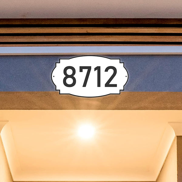 VWAQ Custom House Number Aluminum Sign Address Plaque for Home - Single Sided and Reflective Pre-Drilled Holes - AS3S1 Horizontal 