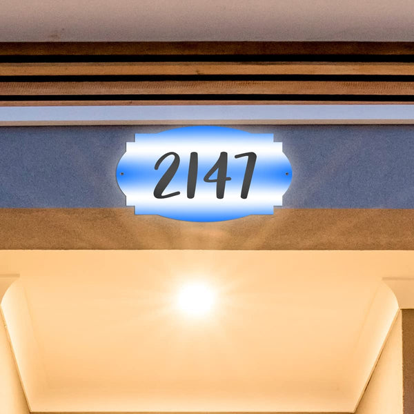 VWAQ Custom Aluminum Sign Home Address Number Plaque - Single Sided and Reflective Pre-Drilled Holes - AS3S8 Horizontal 