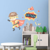 Custom Name Superhero Wall Decal Kids Room Personalized Name Decal - HOL68