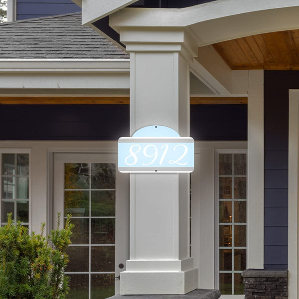 VWAQ Custom Aluminum Plaque Home Address Numbers Sign - Single Sided and Reflective Pre-Drilled Holes - AS4S7 Vertical 