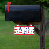 VWAQ Custom American Flag Heart Reflective Numbers Hanging Plaque for Mailbox Patriotic Aluminum Sign House Address- Double Sided - AS5S4