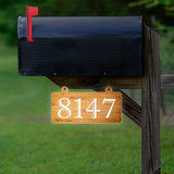 VWAQ Custom Aluminum Hanging Reflective Address Sign for Mailbox Wood Design Plaque House Numbers - Double Sided - AS5S5