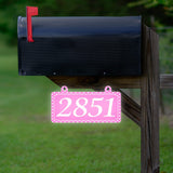 VWAQ Custom Polka Dot Reflective Sign Address Hanging Aluminum Plaque Numbers for Mailbox Post - Double Sided - AS5S10