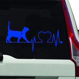 VWAQ Cat Lover Car Sticker - Vehicle Decal Pet Heart - Cat Silhouette Animal Vinyl - V1 